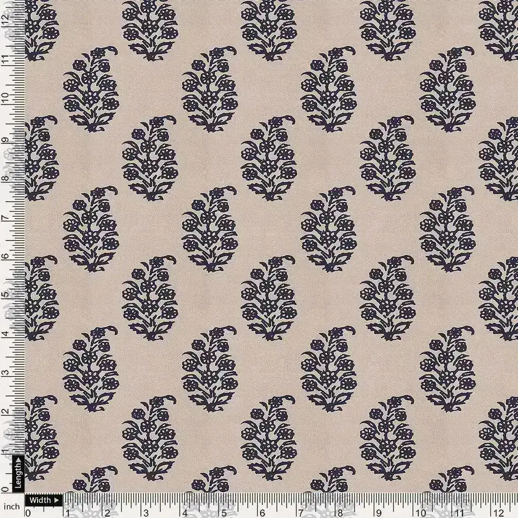 Block Print Motif Digital Printed Fabric - Pure Chiffon - Image 4