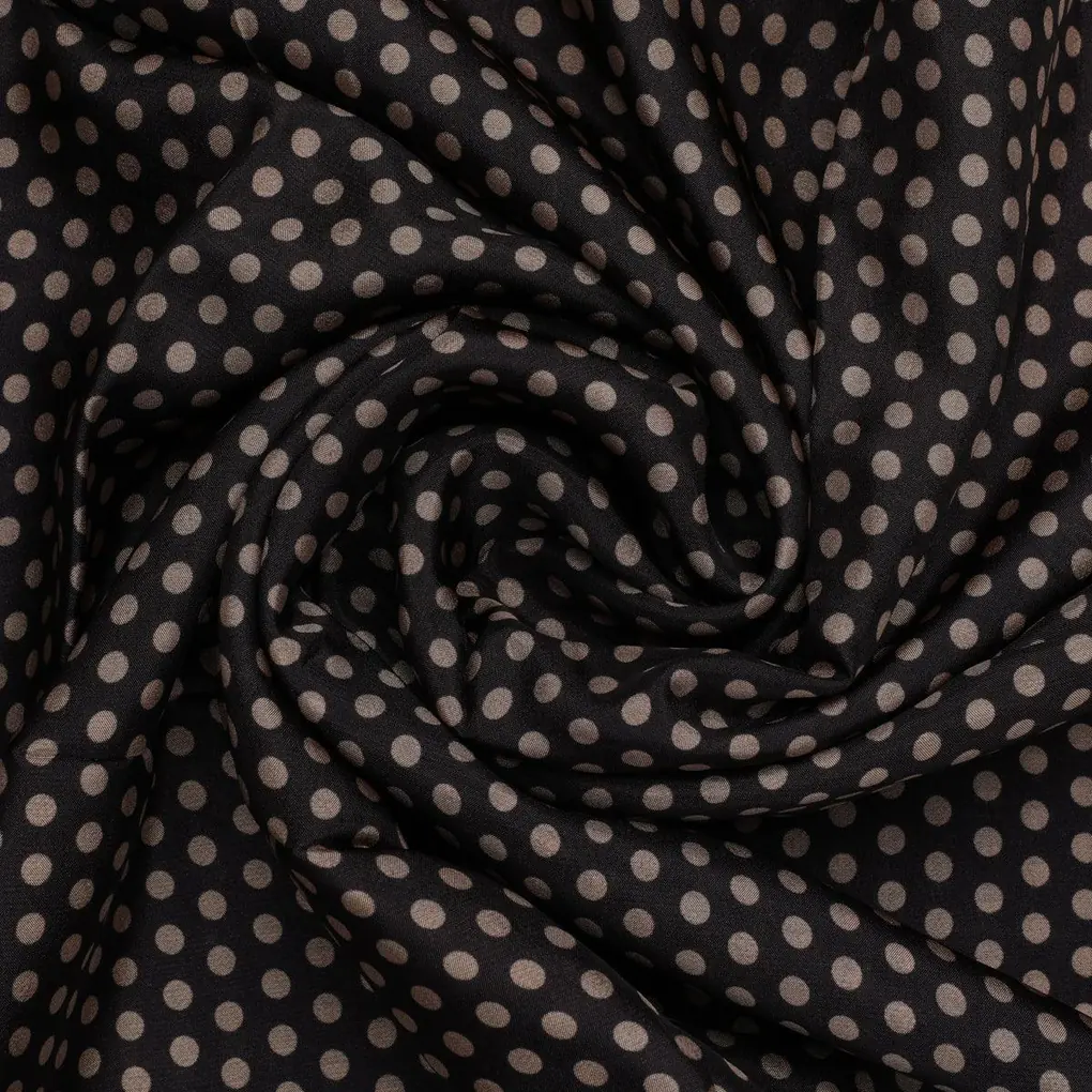 Brown Polka Dot Digital Printed Fabric - Upada Silk