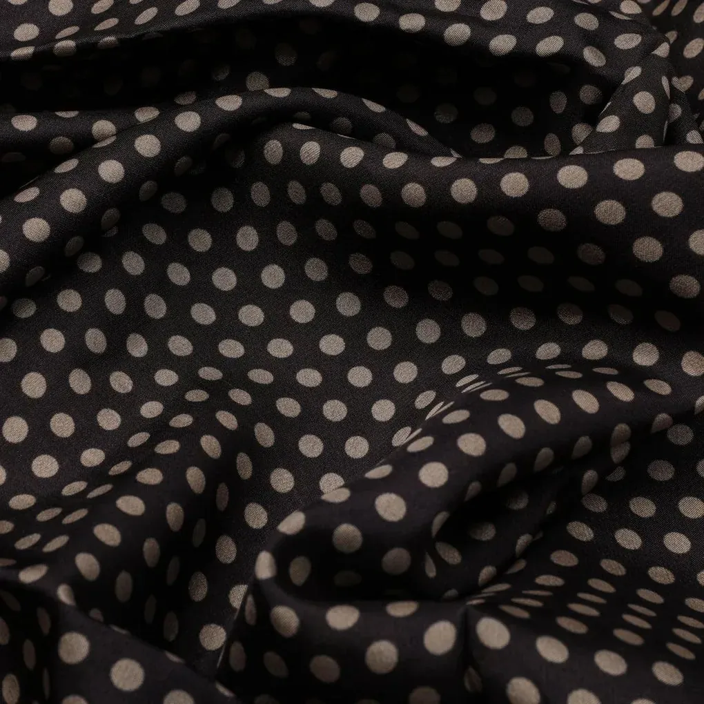 Brown Polka Dot Digital Printed Fabric - Upada Silk - Image 3