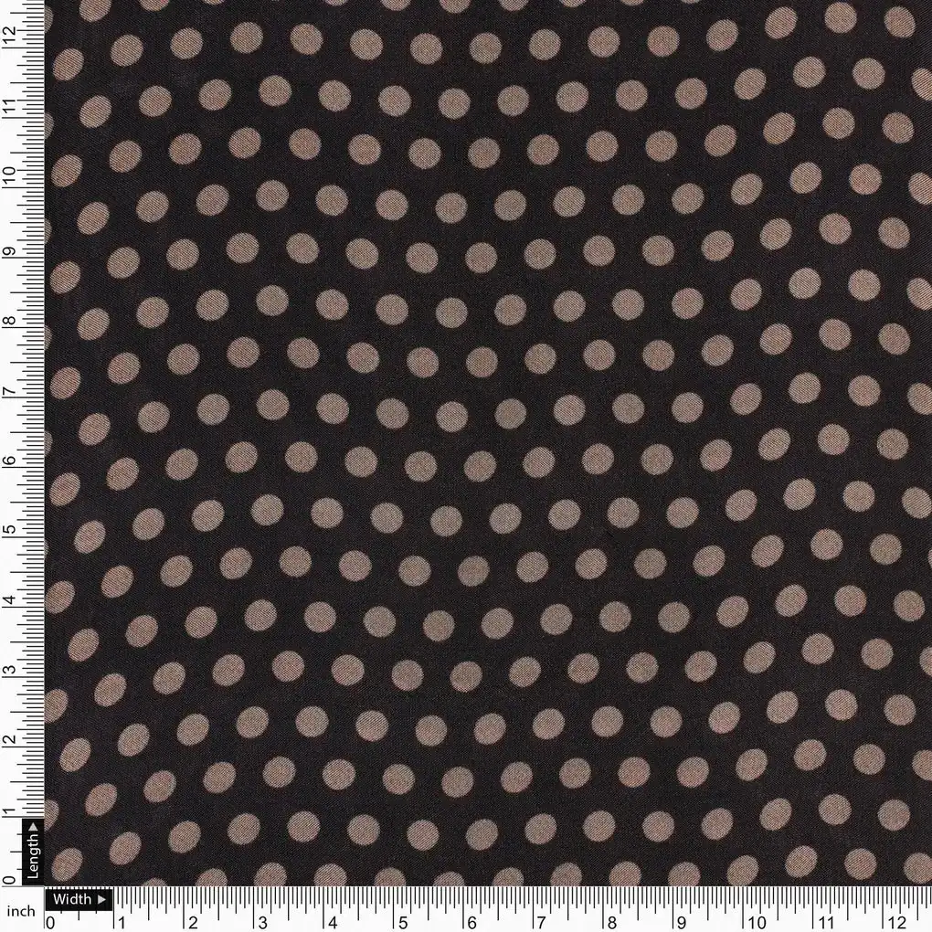Brown Polka Dot Digital Printed Fabric - Upada Silk - Image 4