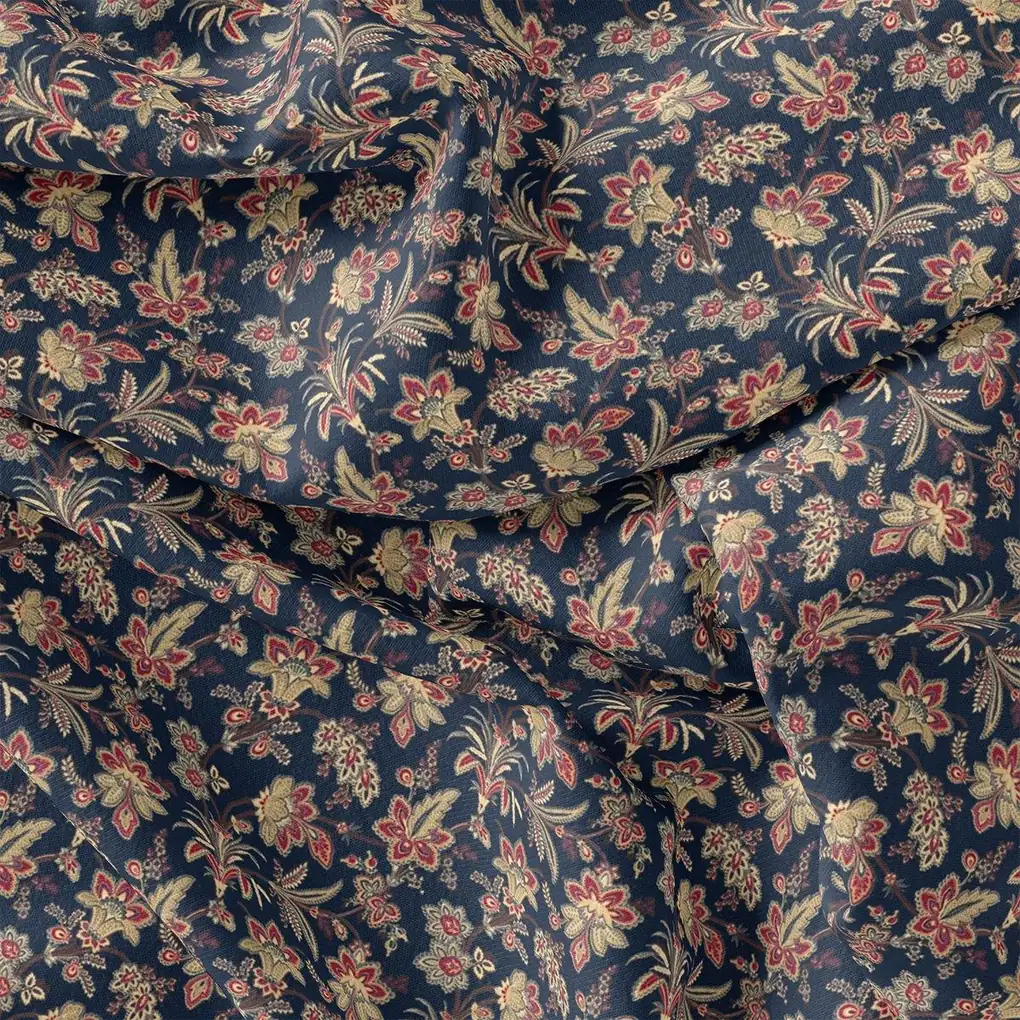 Decorative Jacobean Bluish Digital Printed Fabric - Image 3