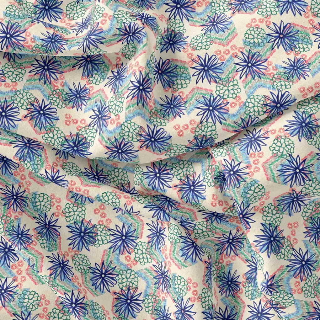Morden Lily Floral Flower Digital Printed Fabric - Image 3