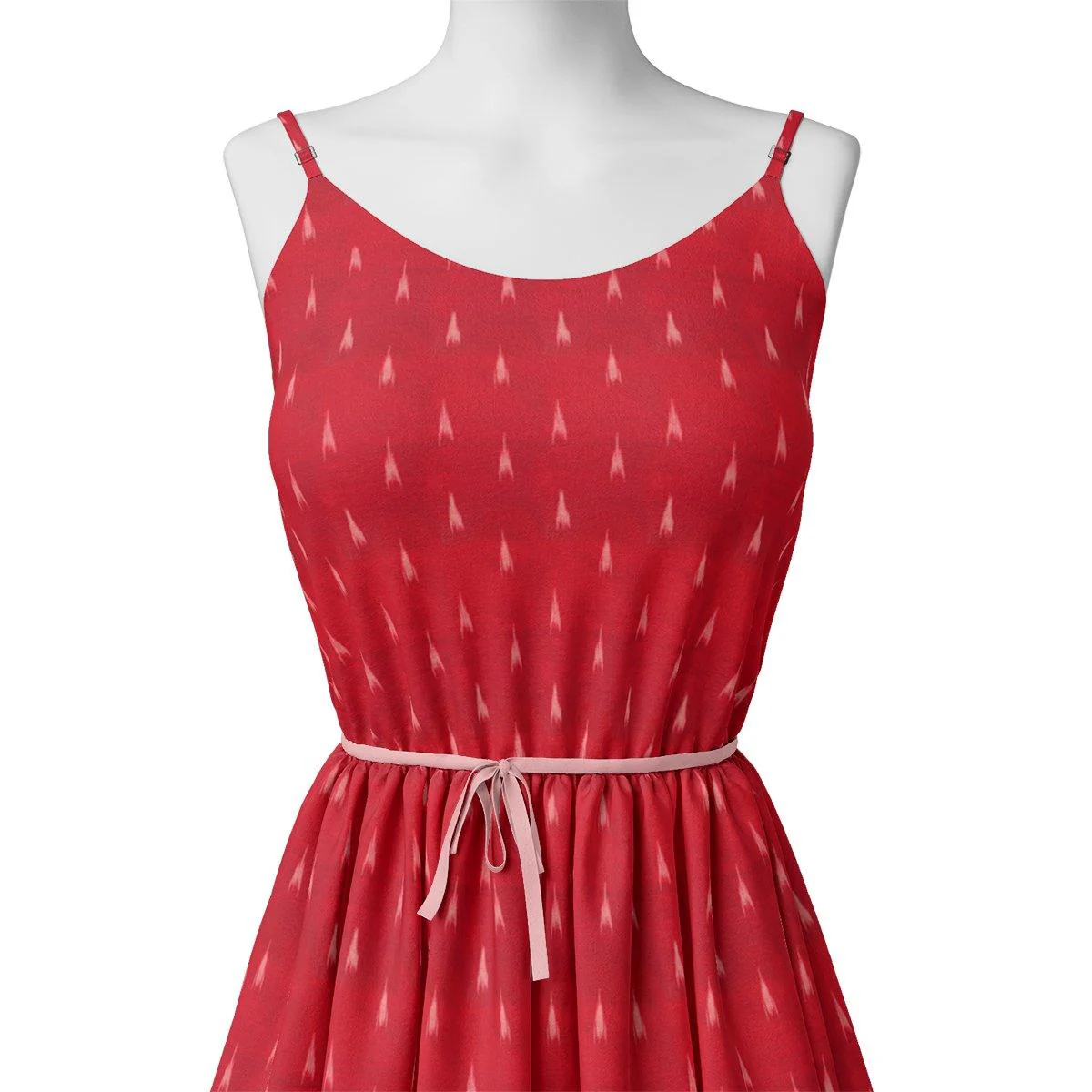 Red Polka Motif Digital Printed Fabric - Image 2