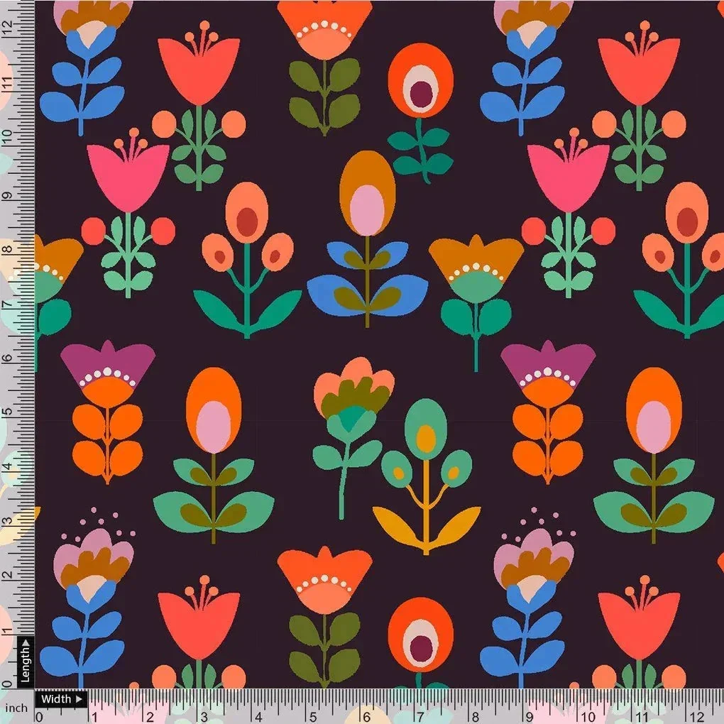 Sketchy Flowers Pattern Digital Printed Fabric - Pure Chiffon - Image 4