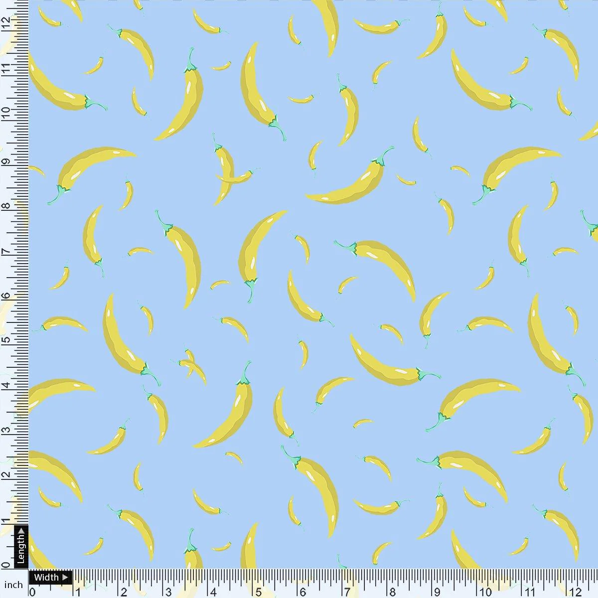 Yellow Mirchi Allover Digital Printed Fabric - Muslin - Image 4